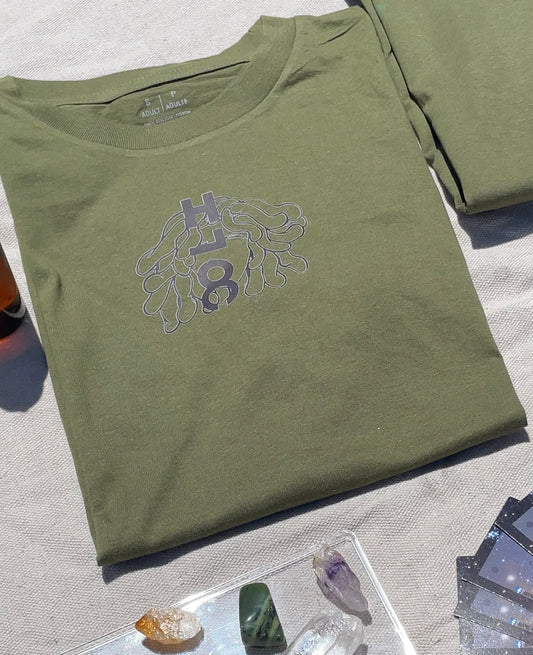 HEALTHY LOCS ONLY CLUB LOGO TEE - Olive Green